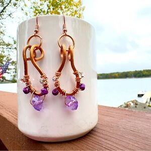 Boho handmade copper earrings
